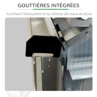 Outsunny Serre de Jardin en Polycarbonate 7,1 m² dim. 1,9L x 3,75l x 1,99 m avec Fondation, Lucarne réglable, Porte coulissante - Argent et Transparent(m-7)
