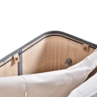 HOMCOM 100 L Wäschekorb aus Bambus, mit Deckel und herausnehmbarem Innenfutter, faltbarer Kleiderkorb, wasserabweisend, Grau(m-8)