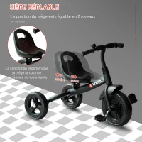 HOMCOM Tricycle Enfants Multi-équipé Garde-Boue Sonnette pédales antidérapantes siège réglable 2 Positions avec Dossier(m-6)
