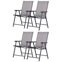 Outsunny Set of Four Folding Garden Chairs - Grey(m-11)