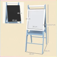 AIYAPLAY Three-In-One Easel for Kids, with Paper Roll, Adjustable Height - Blue(m-3)