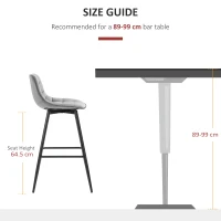 HOMCOM Set of 2 Bar Stools Velvet-Touch Dining Chairs Kitchen Counter Chairs    Fabric Upholstered seat with Metal Legs, Backrest, Grey(m-7)
