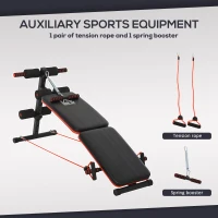 HOMCOM Sit Up Bench Core Workout Adjustable Thigh Support Foldable for Home Gym w/ Arm Pulling Rope Black(m-6)