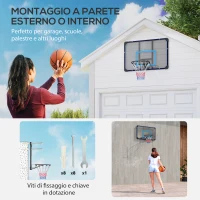 SPORTNOW Canestro Basket da Muro con Tabellone Infrangibile e Cerchio in Acciaio, 113x61x73 cm(m-4)