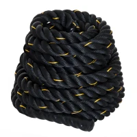 HOMCOM Battle Rope Ø38mm x 9 m Trainingsseil Fitnessseil Schlachtseil für Kraftausdauer & Muskelaufbau Schwarz+Gelb(m-1)
