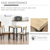 HOMCOM Three-Piece Minimal and Compact Dining Set, Light Wood Grain(m-7)