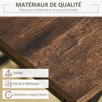 HOMCOM Ensemble table de bar industriel + 4 tabourets repose-pieds en bois couleur chêne cadre en métal noir(m-7)