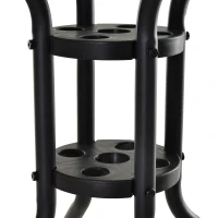 Outsunny Mesa de Jardín Redonda Mesa Comedor de Cristal Templado con Agujero para Sombrilla y Estructura Metálica para Patio Terraza Balcón Exterior Ø80x72 cm Negro(m-7)