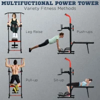 HOMCOM Power Tower Pull Up Bar Stand for Home Gym Training Workout Equipment With Sit Up Bench(m-6)