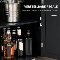 HOMCOM Küchenwagen rollbar Servierwagen Küchentrolley mit höhenverstellbaren Einlegeböden für Küche Wohnzimmer Esszimmer Gummiholz MDF Schwarz 109 x 40 x 89 cm(m-6)