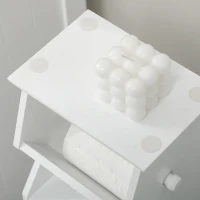 kleankin Mobiletto da Bagno in MDF Bianco con Armadietto e Spazio per Carta Igienica, 19x15x56 cm(m-9)