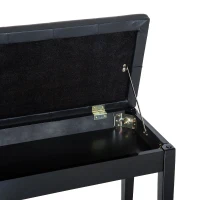 HOMCOM Banquette tabouret siège pour piano avec coffre de rangement pied bois caoutchouc assise capitonnée revêtement synthétique noir(m-9)