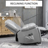HOMCOM Leathaire Eight Massage Point Armchair, with Reclining Back - Charcoal Grey(m-5)