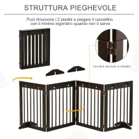 PawHut Cancellino per Cani taglia Piccola Pieghevole, in Legno di Pino, 204x30x61 cm, Marrone(m-4)