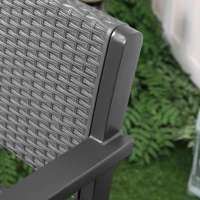 Outsunny Outdoor Garden PP Rattan Style Sofa Set, 4 PCS Patio Coffee Table Set w/ Cushioned 2 Single Chairs & 1 Loveseat Conservatory Furniture, Grey(m-7)