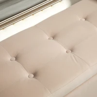 HOMCOM Polsterbank mit Stauraum, Armlehnen, Samtartiges Polyester, Kautschukholz, 107 x 42 x 65 cm, Beige(m-9)