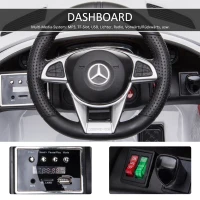 HOMCOM Kinderfahrzeug GTR 12V Mercedes-AMG GTR Elektroauto mit Fernbedienung Musik(MP3/USB) Licht ab 3 Jahren Metall Weiß 105 x 58 x 45 cm(m-5)