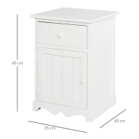 HOMCOM Set 2 Comodini in Legno Bianco con 1 Cassetto e 1 Armadietto in Stile Rétro per Camera da Letto, 35x30x49cm(m-3)
