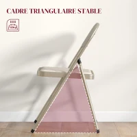 HOMCOM Lot de 4 chaises pliantes chaises de salle à manger portables cadre en acier dim. 45l x 46P x 78H cm beige(m-5)