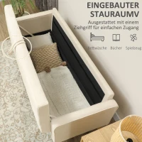 HOMCOM 3-Sitzer Sofa mit Stauraum, Knopfheftung, Polstercouch, 166,5 x 62 x 82 cm, Cremeweiß(m-6)