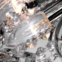 HOMCOM Crystal Chandeliers, K9 Droplets Ceiling Light with 3 E14 Bulb Base, Pendant Lights for Living Room, Bedroom, Dining Room, Hallway, Kitchen(m-8)