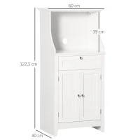 HOMCOM Mueble para Microondas Aparador de Cocina con Cajón Estante 2 Puertas Compartimento Anti-vuelco 60x40x122,5 cm Blanco(m-3)