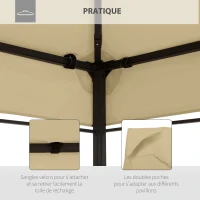 Outsunny Toile de rechange pour pavillon tonnelle tente 3 x 4 m polyester haute densité 180 g/m² beige(m-6)