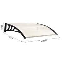 Outsunny Front Door Canopy Outdoor Awning Aluminium Rigid Plastic Polycarbonate Rain Shelter UV Water Rain Resistant 120 x 75cm White(m-3)