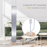 HOMCOM Lampada da Terra a Stelo Minimo Ingombro Interruttore a Pedale e Tappetino antiscivolo Certificati CE, ROHS Legno di Pino Tessuto di Lino 15×15×120cm(m-4)