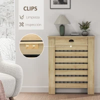 HOMCOM Cubre Radiadores de MDF con Cajón Cubierta para Radiador para Salón Dormitorio Pasillo 78x19x95,5 cm Roble(m-5)