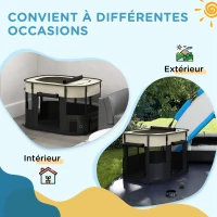 PawHut Parc enclos pliable pour chien chat petits animaux en tissu Oxford avec rangement 94 x 74 x 60 cm blanc crème et noir(m-7)