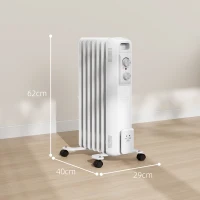 HOMCOM 1.5kW Seven Fin Oil-Filled Radiator - White(m-3)