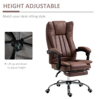 Vinsetto Home Office Chair Microfibre Desk Chair with Reclining Function Armrests Swivel Wheels Footrest Brown(m-4)