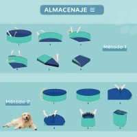 PawHut Piscina Plegable para Perros Ø160x30cm Bañera para Mascotas Gatos de PVC Antideslizante Resistente al Desgaste Adecuado para Interior y Exterior Turquesa(m-8)