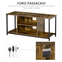 HOMCOM Mobile TV da Salotto in Stile Industriale, Legno e Acciaio, 110x40x50cm(m-5)