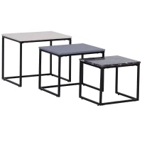 HOMCOM 3 Mesitas de Centro Minimalista Mesa Nido Patas de Acero con Funda de Plástico para Salón 55x40x45cm(m-1)