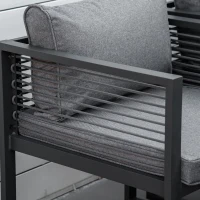 Outsunny Nine-Piece Aluminium Garden Set, with Glass-Top Table - Grey(m-8)