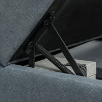 HOMCOM Divano Componibile Modulare 3 Posti con Pouf Poggiapiedi e Cuscini, Rivestimento in Flanella, Grigio Scuro(m-8)