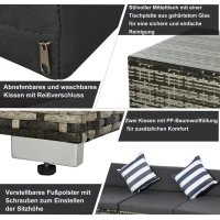 Outsunny Gartenmöbel-Set aus PE-Rattan, Rattan-Lounge-Set, inkl. Kissen  u. Polstern,  Grau(m-6)
