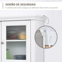 HOMCOM Alacena de Cocina con 1 Cajón 4 Puertas y Estantes Ajustables Carga 50 kg Mueble de Cocina 79x40x180 cm Blanco(m-7)