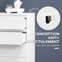 HOMCOM Commode 6 tiroirs meuble de rangement sans poignées design minimaliste 80 x 39 x 115 cm blanc(m-6)