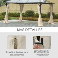Outsunny 4 Paredes Laterales para Cenador 3,5x2 m con 48 Ganchos y Anillos en C para Pérgola Gazebo Beige(m-5)