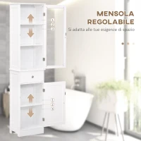 kleankin Mobile Colonna Bagno Salvaspazio con Armadietto, Cassetto e Ripiani in MDF, 40x27x171.5cm, Bianco(m-6)