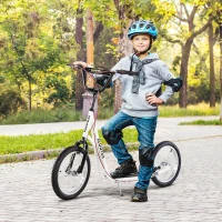 HOMCOM Kick Scooters for Kids with Adjustable Height, Anti-Slip Deck, Dual Brakes, Rubber Tyres, for Boys and Girls Aged 5+ Years Old - White(m-2)