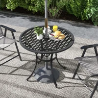 Outsunny Round Aluminium Table, with ⌀50mm Parasol Hole(m-2)