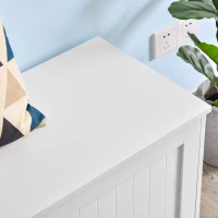 HOMCOM Panca Contenitore Multiuso in Legno MDF, 2 Maniglie e Apertura con Blocco di Sicurezza, 81x40x46cm, Bianco(m-9)