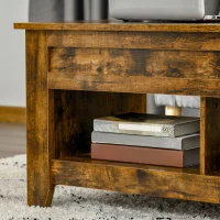 HOMCOM Tavolino da Salotto in Stile Industriale con Vano Contenitore e Piano Sollevabile in Legno, 105x50x49cm, Marrone Rustico(m-9)