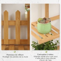 Outsunny Étagère à plantes en bambou étagère à fleurs support de pots de fleurs 4 niveaux de rangement 96 x 25 x 127 cm naturel(m-6)