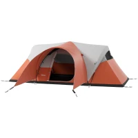 Outsunny Tenda da Campeggio 5-6 Posti con Portico, Impermeabile 3000mm con Borsa di Trasporto, Arancione(m-10)