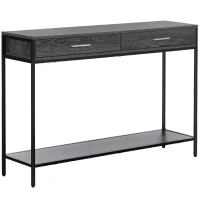 HOMCOM Consolle da Ingresso Stile Industriale in Legno e Acciaio con 2 Cassetti, 120x30x81.5cm, Grigio(m-10)
